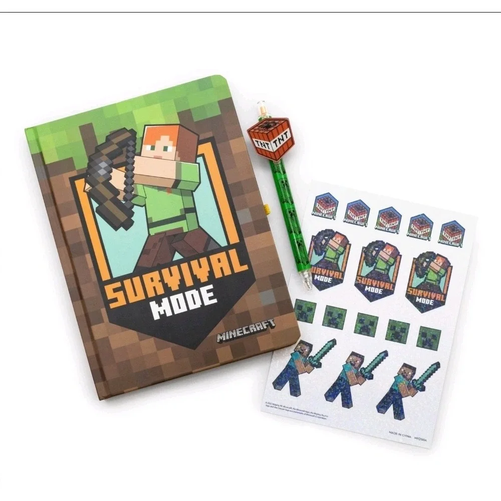 Minecraft‎ Survival Mode Stationery Bundle Notebook Pen Sticker Sheet Kids Gift